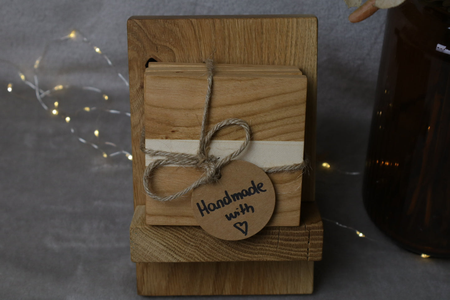 4er Set Untersetzer aus Kirsch- und Ahornholz